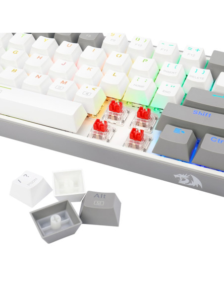 Redragon K617-Rgb Fizz Rgb White/Grey Klawiatura Usb Szary, Biały