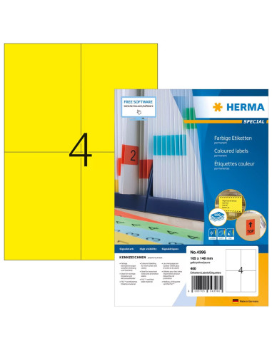 Herma 4396 Etykiet Do Nadruku Żółty Samoprzylepne Etykiety Do Drukowania