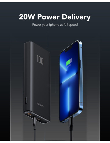 Veger T100 Bank Mocy Litowo-Jonowa (Li-Ion) 20000 Mah Czarny