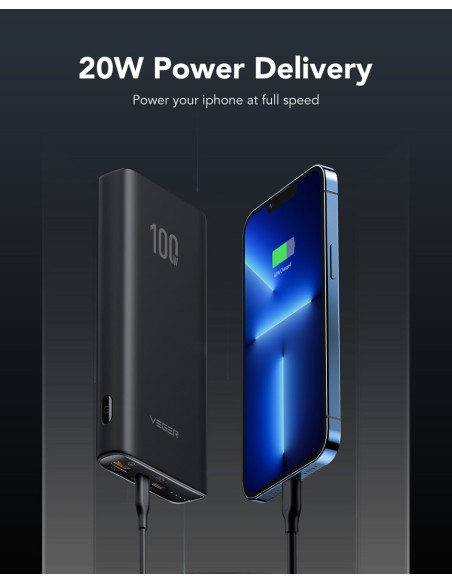 Veger T100 Bank Mocy Litowo-Jonowa (Li-Ion) 20000 Mah Czarny