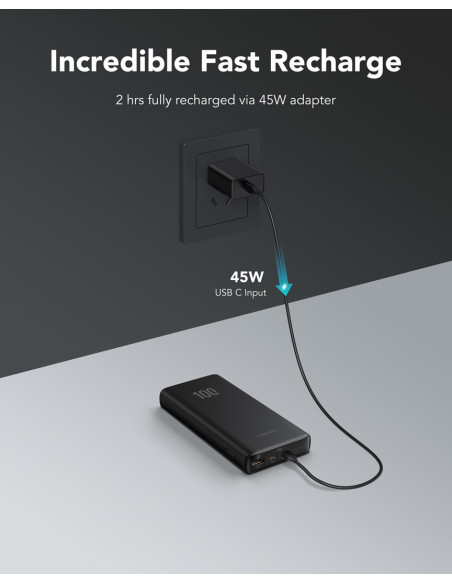 Veger T100 Bank Mocy Litowo-Jonowa (Li-Ion) 20000 Mah Czarny