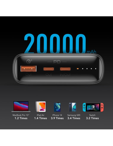 Veger T100 Bank Mocy Litowo-Jonowa (Li-Ion) 20000 Mah Czarny