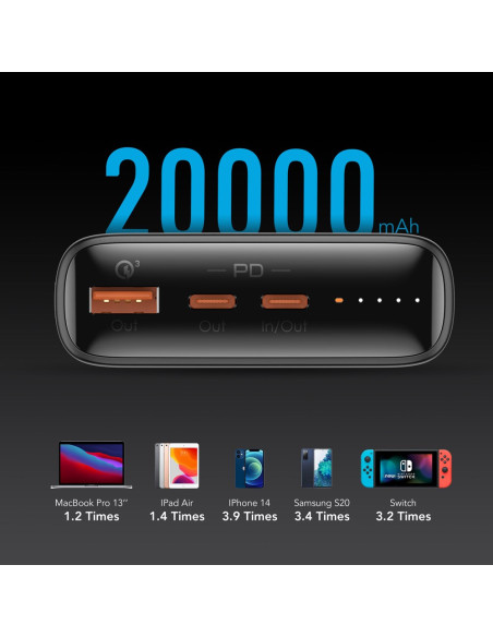 Veger T100 Bank Mocy Litowo-Jonowa (Li-Ion) 20000 Mah Czarny