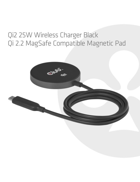 Club3D Cac-3027 Ładowarka Do Urządzeń Przenośnych Smartfon, Uniwersalne Czarny Dc Bezprzewodowe Ładowanie Szybkie Ładowanie Wewn