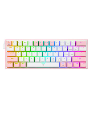 Redragon K617-Rgb Fizz Rgb White/Pink Klawiatura Usb Różowy, Biały