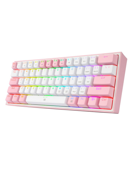Redragon K617-Rgb Fizz Rgb White/Pink Klawiatura Usb Różowy, Biały