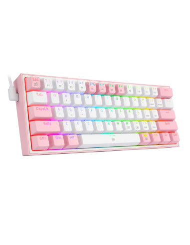 Redragon K617-Rgb Fizz Rgb White/Pink Klawiatura Usb Różowy, Biały