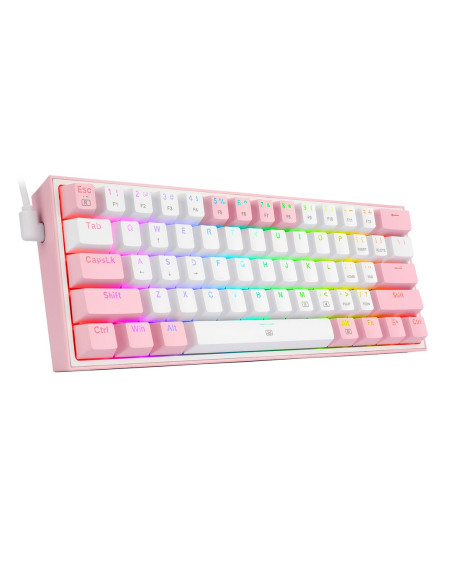 Redragon K617-Rgb Fizz Rgb White/Pink Klawiatura Usb Różowy, Biały