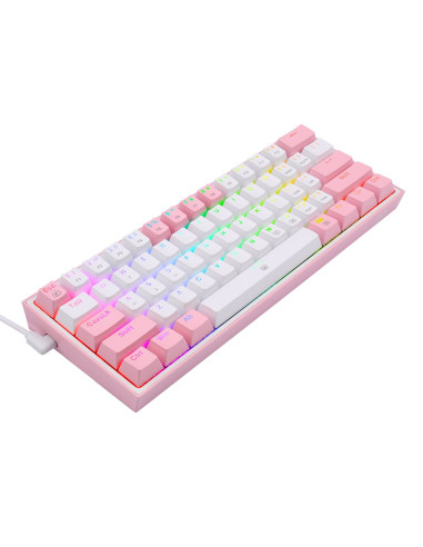 Redragon K617-Rgb Fizz Rgb White/Pink Klawiatura Usb Różowy, Biały