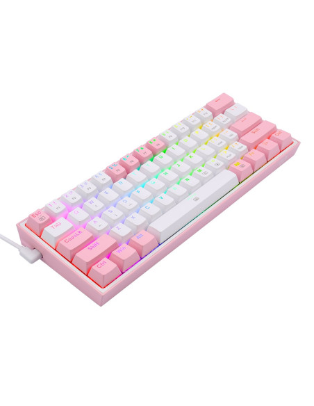 Redragon K617-Rgb Fizz Rgb White/Pink Klawiatura Usb Różowy, Biały