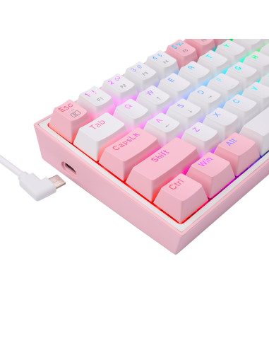 Redragon K617-Rgb Fizz Rgb White/Pink Klawiatura Usb Różowy, Biały
