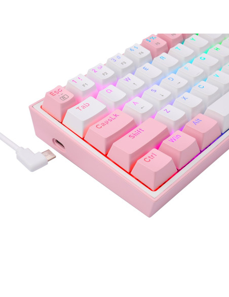 Redragon K617-Rgb Fizz Rgb White/Pink Klawiatura Usb Różowy, Biały