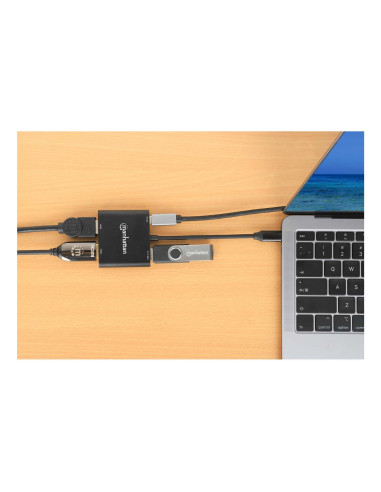 Manhattan 154321 Adapter Kablowy 0,15 M Usb Type-C 2 X Hdmi Czarny