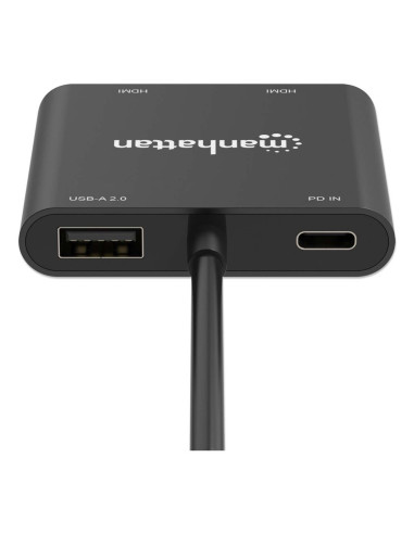 Manhattan 154321 Adapter Kablowy 0,15 M Usb Type-C 2 X Hdmi Czarny
