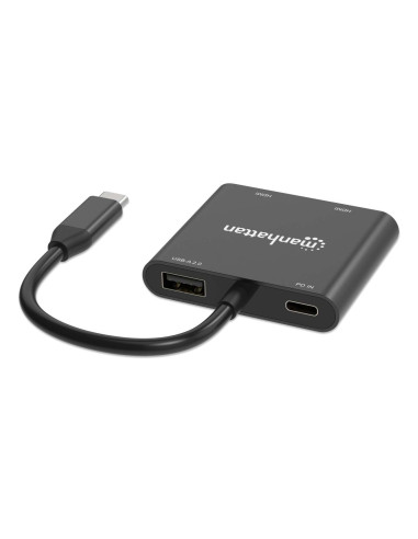 Manhattan 154321 Adapter Kablowy 0,15 M Usb Type-C 2 X Hdmi Czarny