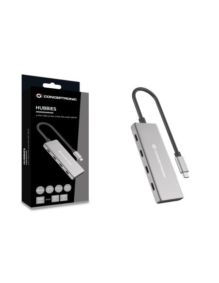 Conceptronic Hubbies16G Huby I Koncentratory Usb 3.2 Gen 2 (3.1 Gen 2) Type-C 10000 Mbit/S Szary