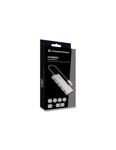 Conceptronic Hubbies16G Huby I Koncentratory Usb 3.2 Gen 2 (3.1 Gen 2) Type-C 10000 Mbit/S Szary