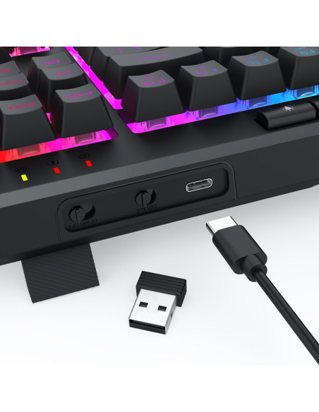 Redragon K516Rgb-Pro Shiva Pro 87 Klawiatura Usb + Rf Wireless + Bluetooth Czarny