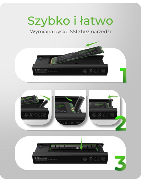 Icy Box Ib-180Mc-C31 Obudowa Ssd Czarny M.2