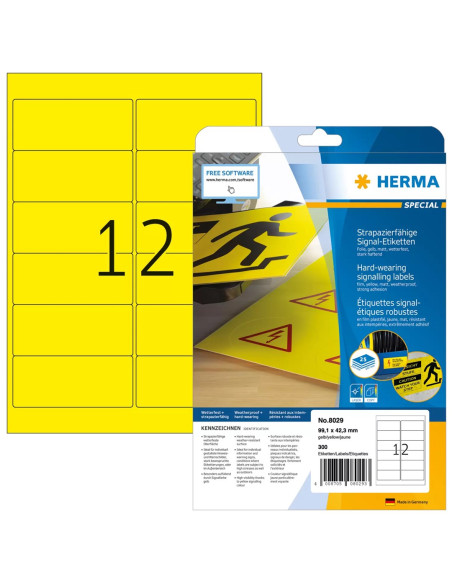 Herma 8029 Etykiet Do Nadruku Żółty Samoprzylepne Etykiety Do Drukowania