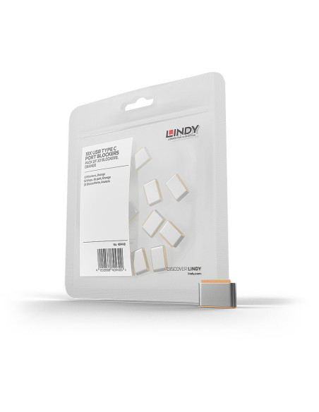 Lindy 40440 Bloker Portów Blokada Portu Usb Type-C Pomarańczowy Kopolimer Akrylonitrylo-Butadieno-Styrenowy (Abs) 10 Szt.