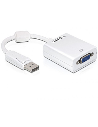 Delock 61766 Adapter Kablowy 0,125 M Vga (D-Sub) Displayport Biały