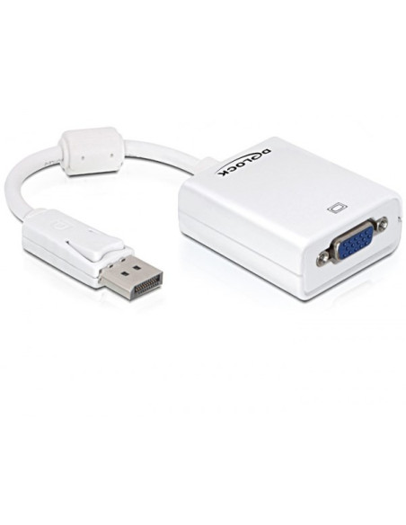 Delock 61766 Adapter Kablowy 0,125 M Vga (D-Sub) Displayport Biały
