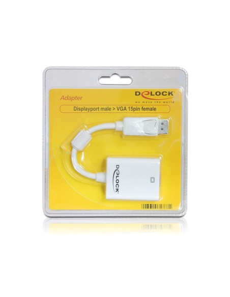 Delock 61766 Adapter Kablowy 0,125 M Vga (D-Sub) Displayport Biały
