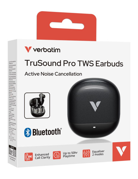 Verbatim Trusound Pro Zestaw Słuchawkowy Bezprzewodowy Douszny Połączenia/Muzyka Bluetooth Czarny