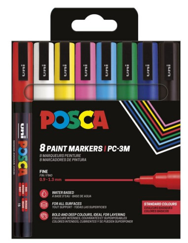 Posca Marker Uni Pc-3M 8Er Set Basic