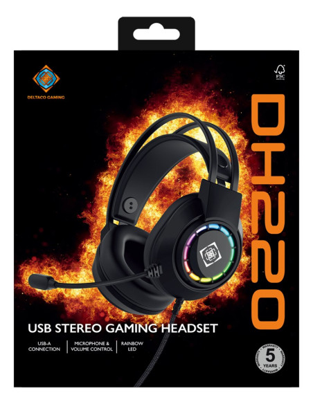 Deltaco Gaming Gam-168 Słuchawki/Zestaw Słuchawkowy Przewodowa Opaska Na Głowę Usb Typu-A Czarny