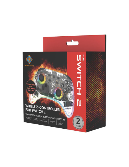 Deltaco Gaming Gam-198-T Kontroler Gier Przezroczysty Bluetooth/Usb Gamepad Nintendo Switch, Nintendo Switch 2, Nintendo Switch 