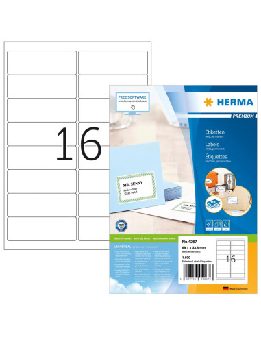 Herma 4267 Etykiet Do Nadruku Biały Samoprzylepne Etykiety Do Drukowania