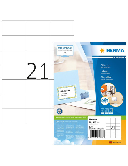 Herma 4668 Etykiet Do Nadruku Biały Samoprzylepne Etykiety Do Drukowania