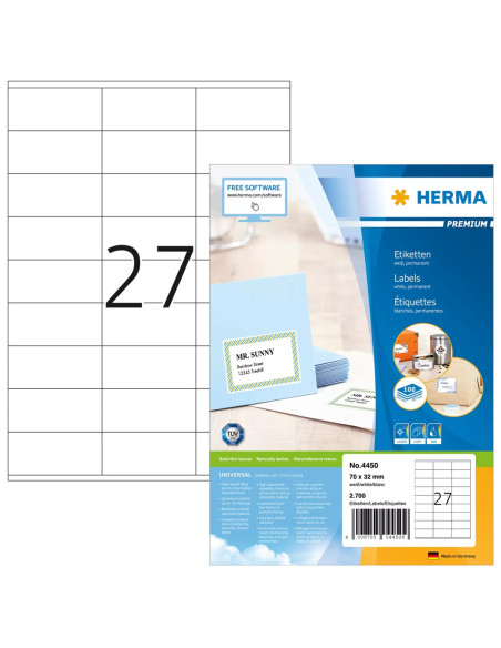 Herma 4450 Etykiet Do Nadruku Biały Samoprzylepne Etykiety Do Drukowania