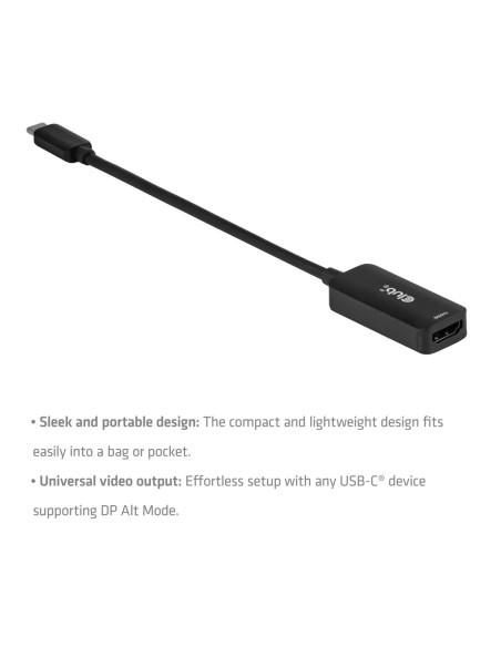 Club3D Cac-2505 Adapter Kablowy 0,12 M Usb Type-C Hdmi + Usb Czarny
