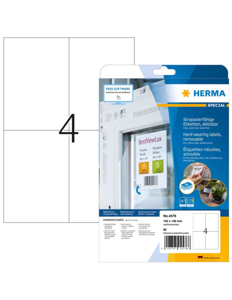 Herma 4576 Samoprzylepne Etykiety Wyjmowana Biały 80 Szt.