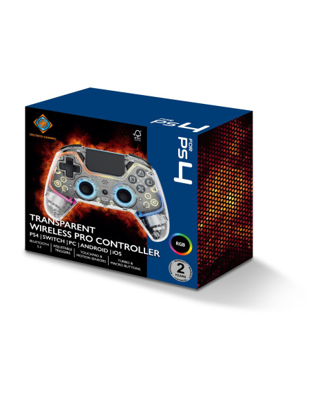Deltaco Gaming Gam-169-T Kontroler Gier Przezroczysty Bluetooth/Usb Gamepad Android, Nintendo Switch, Pc, Playstation 4, Ios
