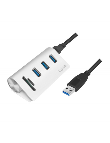 Logilink Cr0045 Huby I Koncentratory Usb 3.2 Gen 1 (3.1 Gen 1) Type-A 5000 Mbit/S Srebrny