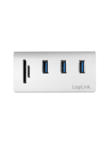 Logilink Cr0045 Huby I Koncentratory Usb 3.2 Gen 1 (3.1 Gen 1) Type-A 5000 Mbit/S Srebrny