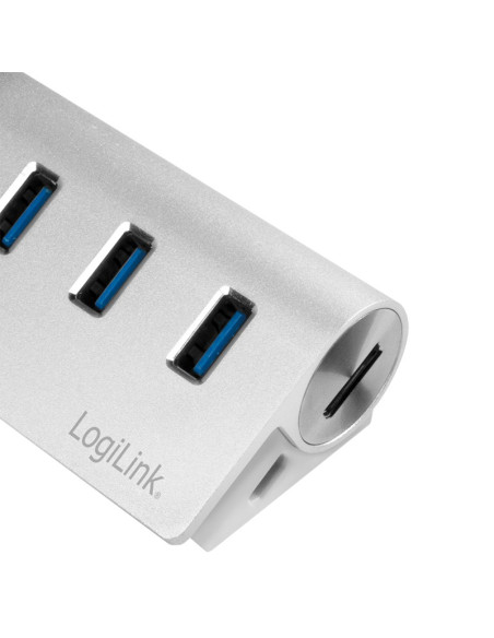 Logilink Cr0045 Huby I Koncentratory Usb 3.2 Gen 1 (3.1 Gen 1) Type-A 5000 Mbit/S Srebrny