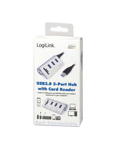 Logilink Cr0045 Huby I Koncentratory Usb 3.2 Gen 1 (3.1 Gen 1) Type-A 5000 Mbit/S Srebrny