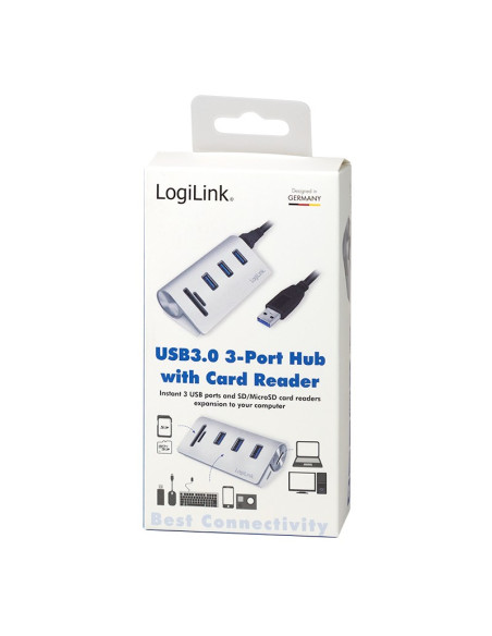 Logilink Cr0045 Huby I Koncentratory Usb 3.2 Gen 1 (3.1 Gen 1) Type-A 5000 Mbit/S Srebrny