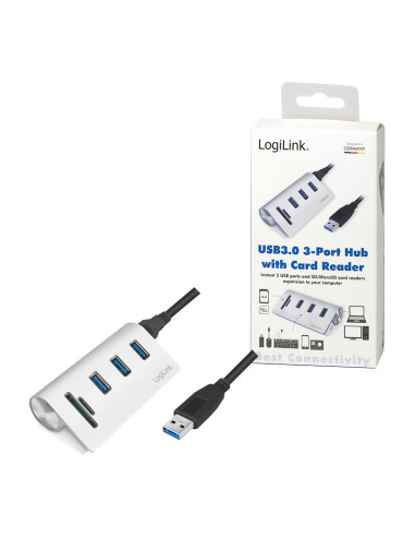 Logilink Cr0045 Huby I Koncentratory Usb 3.2 Gen 1 (3.1 Gen 1) Type-A 5000 Mbit/S Srebrny
