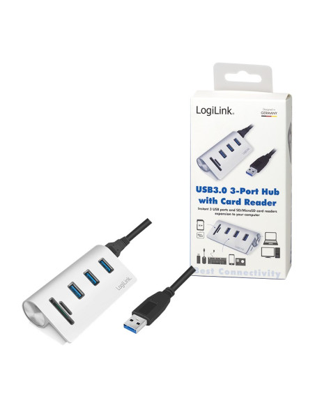 Logilink Cr0045 Huby I Koncentratory Usb 3.2 Gen 1 (3.1 Gen 1) Type-A 5000 Mbit/S Srebrny