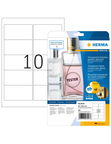 Herma 8018 Etykiet Do Nadruku Przezroczysty Samoprzylepne Etykiety Do Drukowania