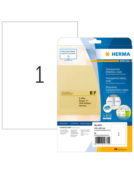 Herma 4375 Etykiet Do Nadruku Przezroczysty Samoprzylepne Etykiety Do Drukowania