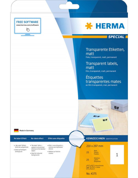 Herma 4375 Etykiet Do Nadruku Przezroczysty Samoprzylepne Etykiety Do Drukowania