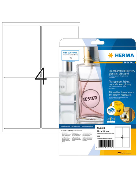 Herma 8019 Etykiet Do Nadruku Przezroczysty Samoprzylepne Etykiety Do Drukowania
