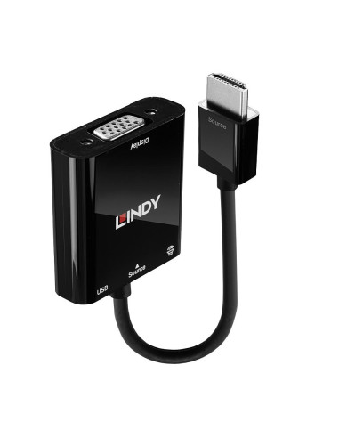 Lindy 38285 Adapter Kablowy 0,1 M Hdmi Typu A (Standard) Vga (D-Sub) Czarny